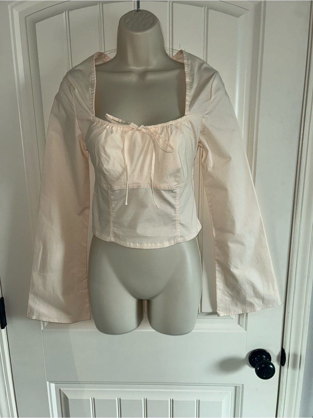 NEW Wild Fable Women's Light Peach Square-Neck Peasant Blouse Sz XS